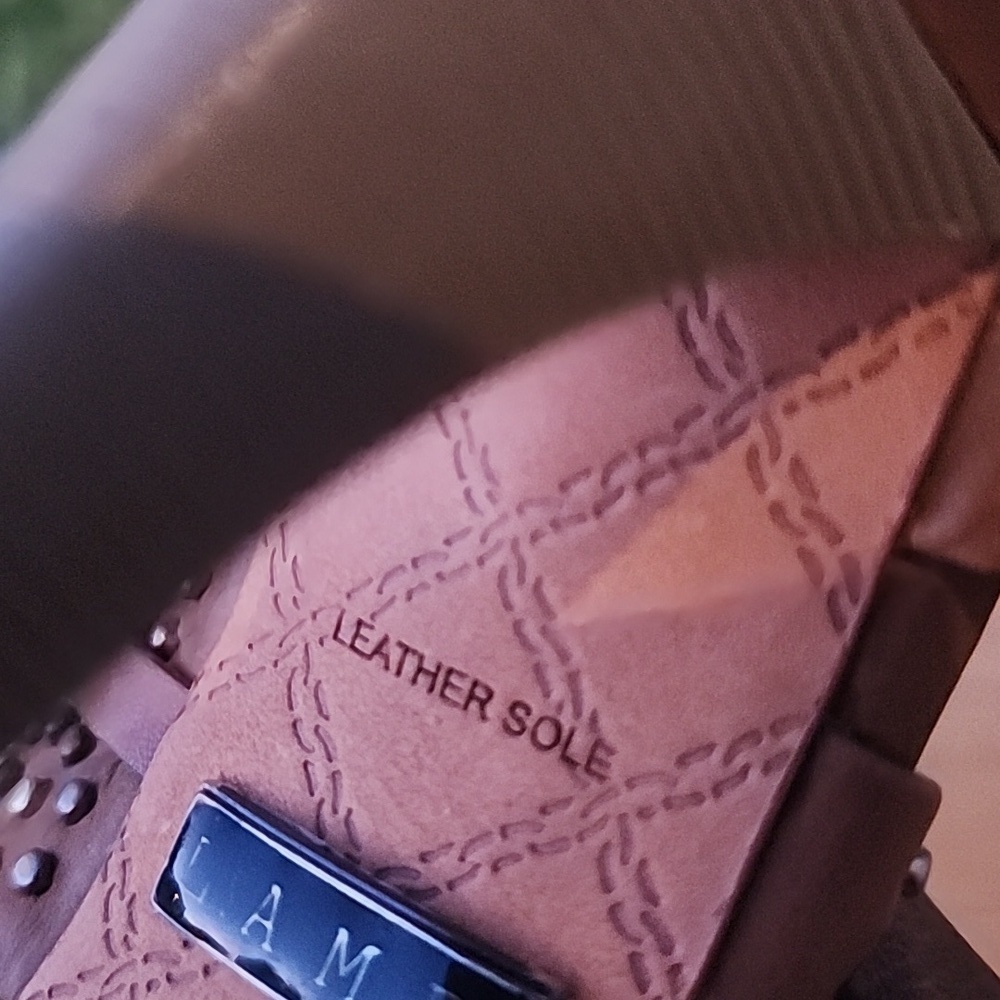 Brown Leather Studded L.A.M.B. Made in Brazil High Heel Sandals Size 6.5 - Picture 12 of 13